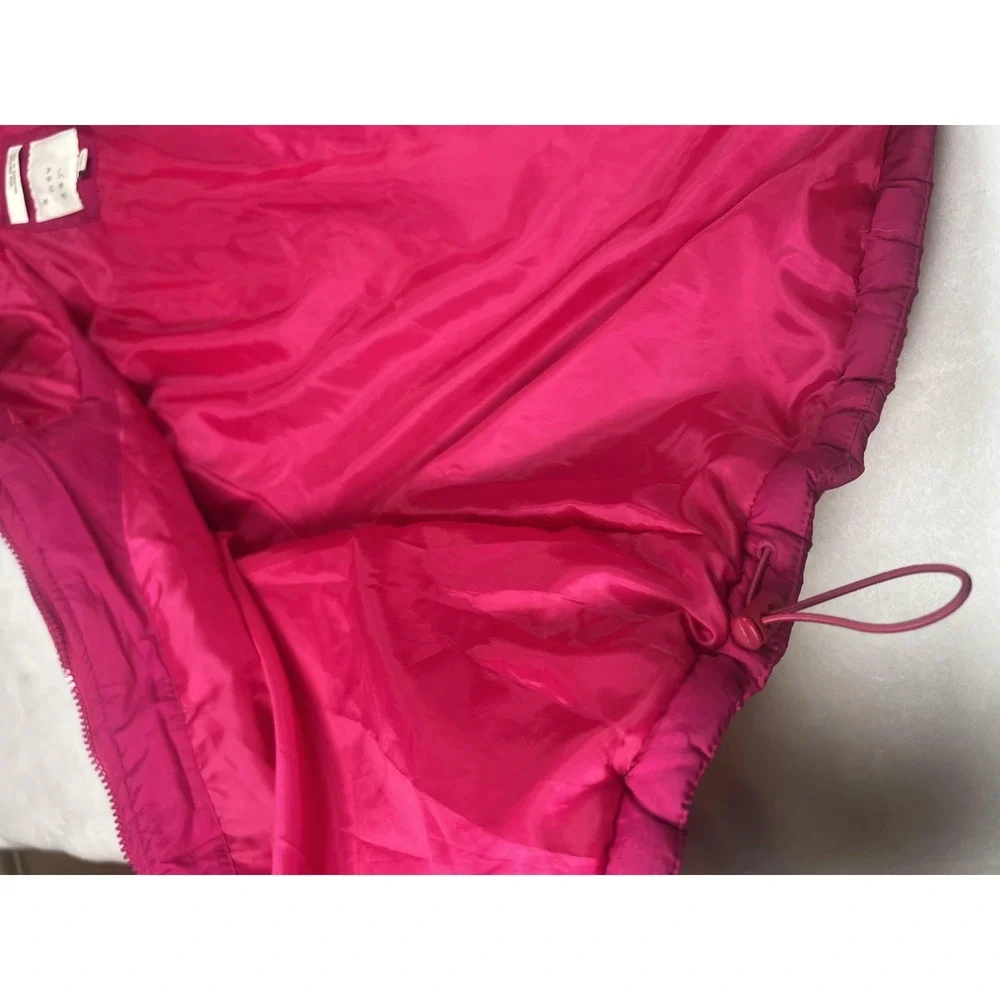 A New Day Puffer Jacket Womens Large Pink Hooded Quilted Short Insulated‎ Warm
